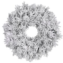 Вінок декоративний штучний Dinsmore Frosted зелений з ефектом покриття снігом, ø 60 см, Black Box, Вінок декоративний, Зеленый, белый, Снег