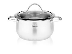 Каструля VALERY 24x12 см / 5.4 л зі скляною кришкою (нержавіюча сталь)