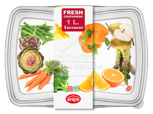 Контейнер для хранения "3 в 1", 1,0 л, комплект из 3 шт прямоугольный, 1 л, Контейнер для хранения, Пищевой пластик, Пластик, Прямоугольная