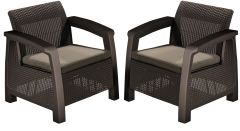 Крісло, Bahamas Duo set, коричневий - сіро-бежевий, 3253929000508