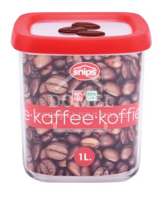 Контейнер для хранения кофе, 1,0 л, 1 л, Контейнер для кофе и чая, Пищевой пластик, Пластик, Квадратная