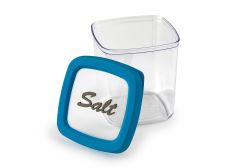 Контейнер для зберігання солі, 1,0 л синя кришка, 1л, Контейнер для цукру і солі, Харчовий пластик, Пластик, Квадратна