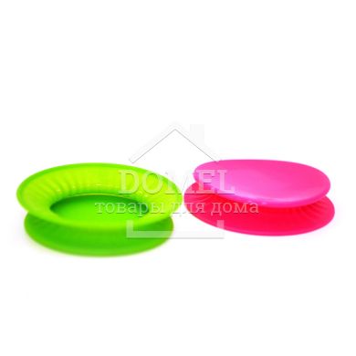 Набір з двох кришок 11 см СВІТЛО-РОЖЕВА та СВІТЛО-ЗЕЛЕНА (силікон)