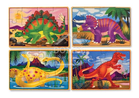 MD3791 Динозаври - набір з 4 пазлів, Від 3 років, Пазли дерев'яні