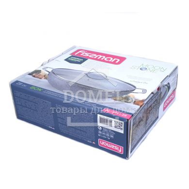 Сковородка Вок MOON STONE 28x8 см с индукционным дном и стеклянной крышкой (алюминий с антипригарным покрытием)