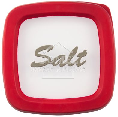 Контейнер для зберігання солі, 1,0 л червона кришка, 1л, Контейнер для цукру і солі, Харчовий пластик, Пластик, Квадратна