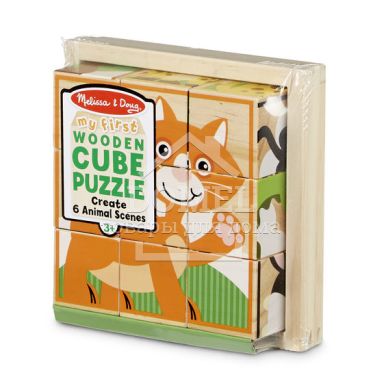 MD3769 My First Wooden Cube Puzzle - Animals (Кубики "Животные"), От 3 лет, Кубики