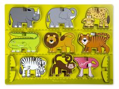 MD9024 Stacking Wooden Chunky Puzzle - Zoo Animals (Дерев'яна головоломка-укладка "Сафарі"), Від 2 років, Пазли дерев'яні