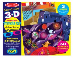 MD9375 Easy-to-See 3-D Reusable Sticker Pad - Adventure (Багаторазові 3-D наклейки з окулярами "Пригоди"), Для хлопчиків, Від 3 років, 3D наклейки