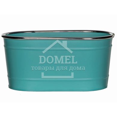 Горщик для рослин бірюзовий, овальний, оцинкована сталь, 8717669005636