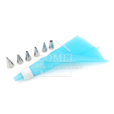 Кондитерский мешок 25 см с 6 различными насадками (пластик, нержавеющая сталь)