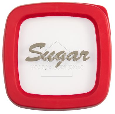 Контейнер для хранения сахара, 1,0 л красная крышка, 1 л, Контейнер для сахара и соли, Пищевой пластик, Пластик, Квадратная