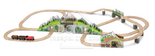 MD611 Mountain Tunnel Train Set (Дерев'яна залізниця "Гірський тунель"), Для хлопчиків, Від 3 років, Дерев'яний транспорт
