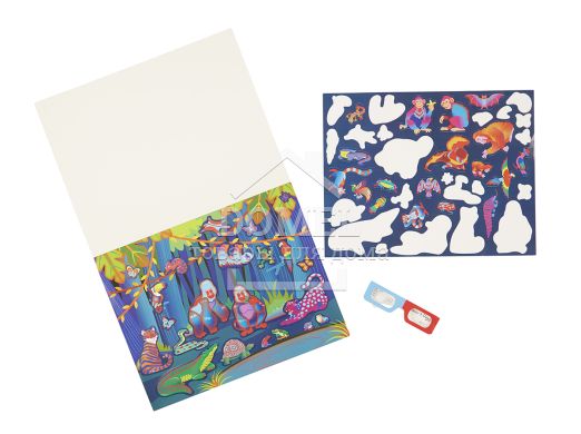MD9376 Easy-to-See 3-D Reusable Sticker Pad - Habitats (Багаторазові 3-D наклейки з окулярами "Житла тварин"), Для дівчаток, Для хлопчиків, Від 3 років, 3D наклейки