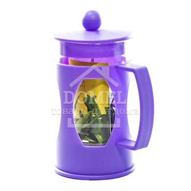 Заварювальний чайник з поршнем MOKKA 600 мл, колір ЛІЛОВИЙ (скляна колба)