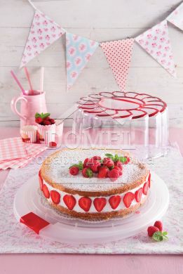 Контейнер для торта, 28 см красный дизайн, Для торта, Пищевой пластик, Пластик, 28 см, Круглая