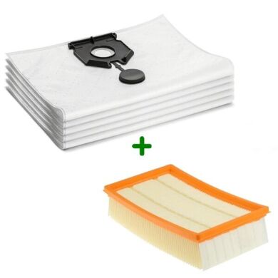 Фильтр + набор мешков (5 шт.) для пылесосов Karcher NT 30/1 40/1 50/1 Tact Ap Te L M (6.904-367.0+2.889-154.0), Karcher