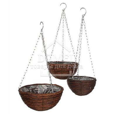 Горщик для рослин комплект з 3-х шт, лоза, колір коричневий, 8717669978657