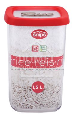 Контейнер для хранения, 1,5 л "Рис", 1500 мл, Контейнер для хранения, Пищевой пластик, Пластик, Квадратная