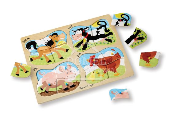 MD9858 4-in-1 Farm Peg (Деревянные пазлы 4 в 1 "Ферма")