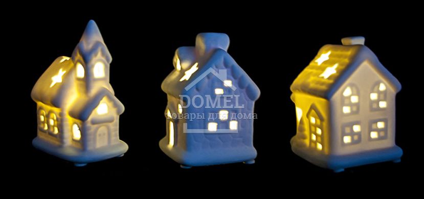 Комплект 3-х декоративных керамических фигурок "Домик", 6 * 5 * 9 см