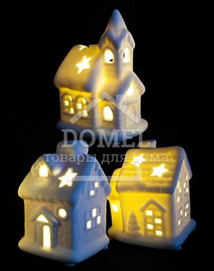 Комплект 3-х декоративных керамических фигурок "Домик", 6 * 5 * 9 см