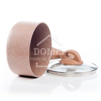 Ківш LATTE зі скляною кришкою16Х8 cм (алюмін. з кам'яним антипр. покриттям)