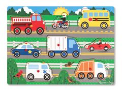 MD19051 Wooden Peg Puzzle - Vehicles (Пазл "Вгадай машинку" NEW), Для хлопчиків, Від 2 років, Пазли дерев'яні