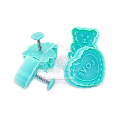 Набір з 4 міні-формочки для вирізання печива з поршнем (пластик)