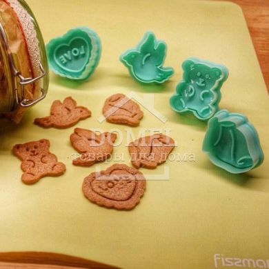 Набір з 4 міні-формочки для вирізання печива з поршнем (пластик)