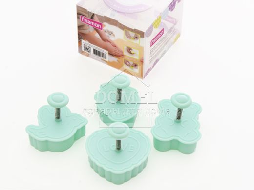 Набір з 4 міні-формочки для вирізання печива з поршнем (пластик)