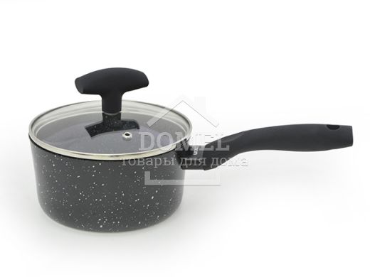 Ківш FIORE зі скляною кришкою 16x8,5 см / 1,7 л з індукційним дном (алюміній з антипригарним покриттям)