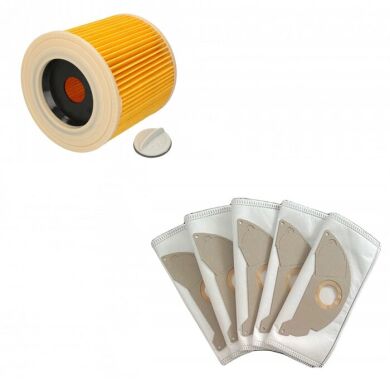 Фильтр + набор мешков (5 шт.) для пылесосов Karcher WD 2, MV 2, A 2000-2099 (6.414-552.0 + 6.904-322.0), Karcher