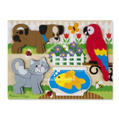 MD11890 Chunky Jigsaw Puzzle - Pets (Формовой пазл "Домашние животные"), От 1 года, Пазлы деревянные