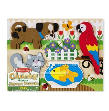 MD11890 Chunky Jigsaw Puzzle - Pets (Формовой пазл "Домашние животные"), От 1 года, Пазлы деревянные
