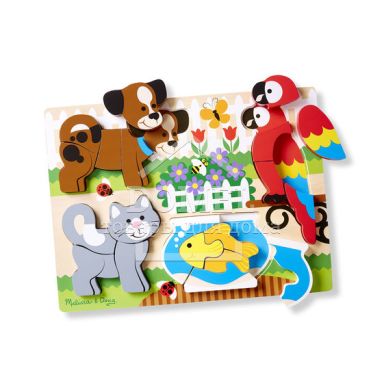 MD11890 Chunky Jigsaw Puzzle - Pets (Формовой пазл "Домашние животные"), От 1 года, Пазлы деревянные