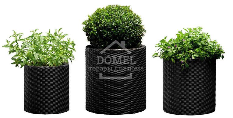 Набір горщиків для квітів Cylinder Planter Set, сірий, 7290106920453