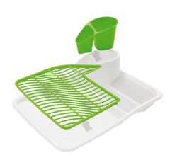 Сушарка для посуду, дизайн білий з салатовим, Пластик