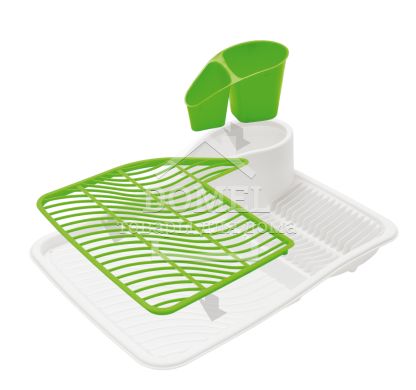Сушарка для посуду, дизайн білий з салатовим, Пластик