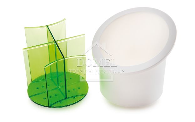 Сушарка для столових приборів, дизайн білий з салатовим