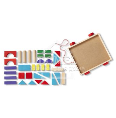 MD14209 Unit Blocks on Wheels (Набор деревянных блоков на тележке), От 2 лет, Кубики