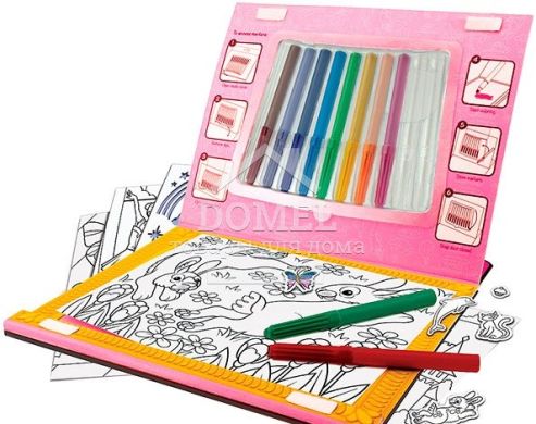 MD5500 Magic Art Studio Pink (Чарівний набір для дівчаток "розмальовка, наклейка, трафарет"), Для дівчаток, Від 5 років, Розмальовки