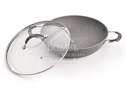 Вок IRON STONE 32x9 см с склянной крышкой (алюминий с антипригарным покрытием)