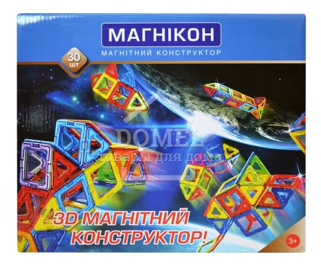 3D магнитный конструктор МАГНІКОН, 30 дет., От 3 лет, Магнитные конструкторы