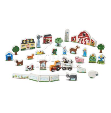 MD14800 Wooden Farm & Tractor Play Set (Деревянный набор "Ферма и трактор"), От 3 лет, Фигурки