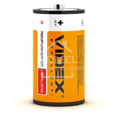 Батарейка сольова Videx R2OP / D 2pcs SHRINK CARD ціна за 1 шт., R2, Сольова батарейка