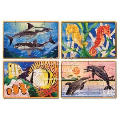 MD3795 Sea Life Jigsaw Puzzles in a Box (Життя моря - набір з 4 пазлів)