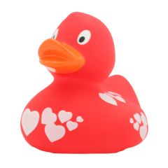 L2003 Червона качка з білими сердечками, Від 3 років, Гумові качки