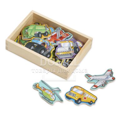 MD8588 Wooden Vehicles Magnets (Фигурки на магнитах - Транспорт), Для мальчиков, От 2 лет, Игрушки магнитные