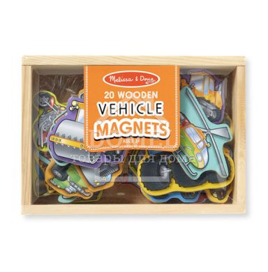 MD8588 Wooden Vehicles Magnets (Фигурки на магнитах - Транспорт), Для мальчиков, От 2 лет, Игрушки магнитные